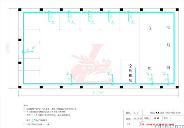 北京保定某部隊壓縮空氣管道工程平面圖